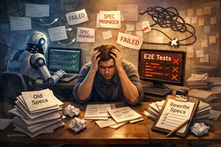 Man Struggling to get AI to correct code because of Specs written in code via AI